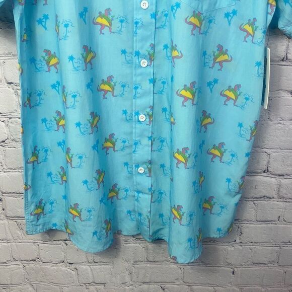Tipsy Elves Tacosaurus Hawaiian Button Up Shirt NEW Size XL - Picture 3 of 9